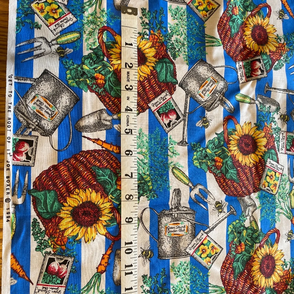 New fabric.  “Get To The Root of It” Joe Boxer 1994 3 yards